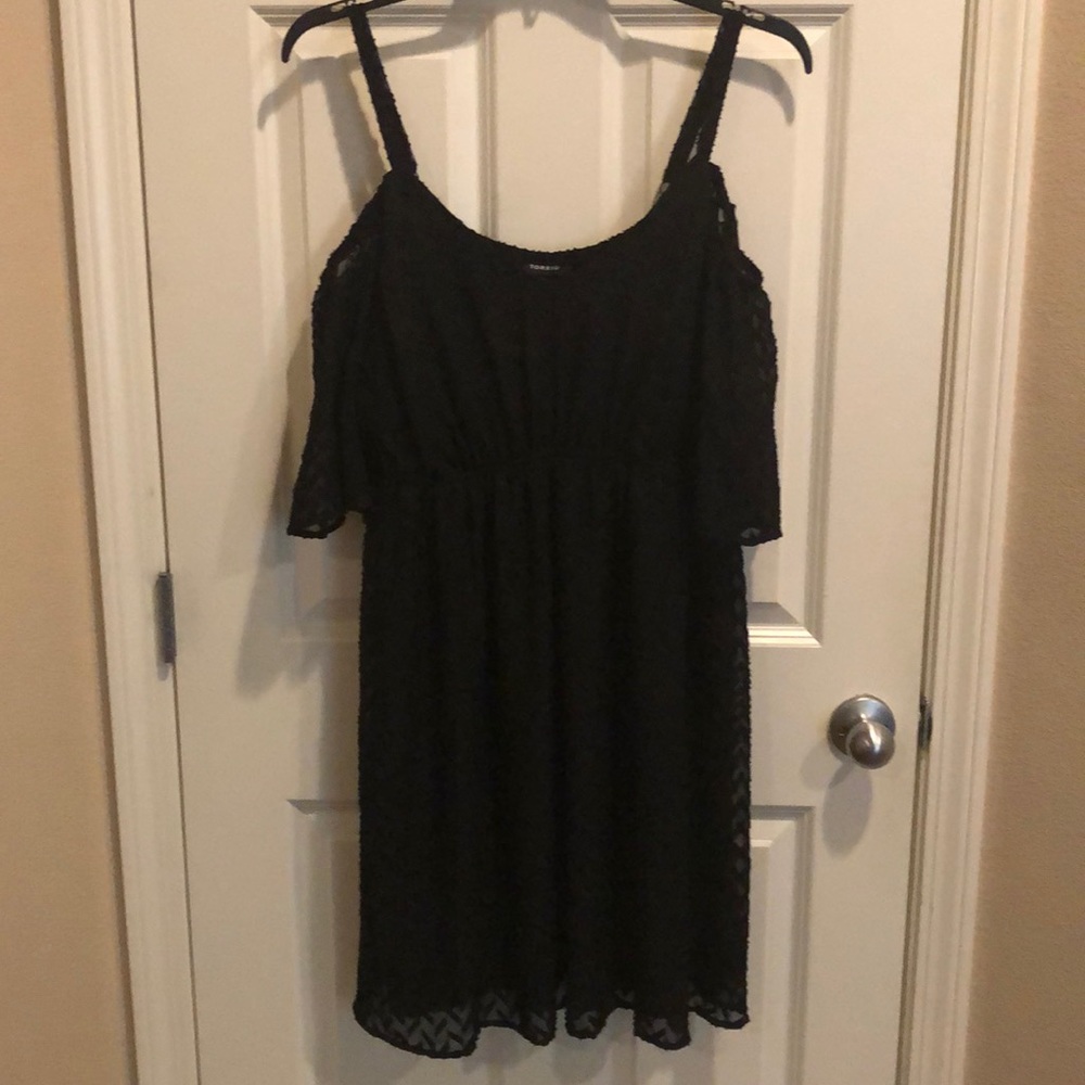 Black textured off-shoulder dress